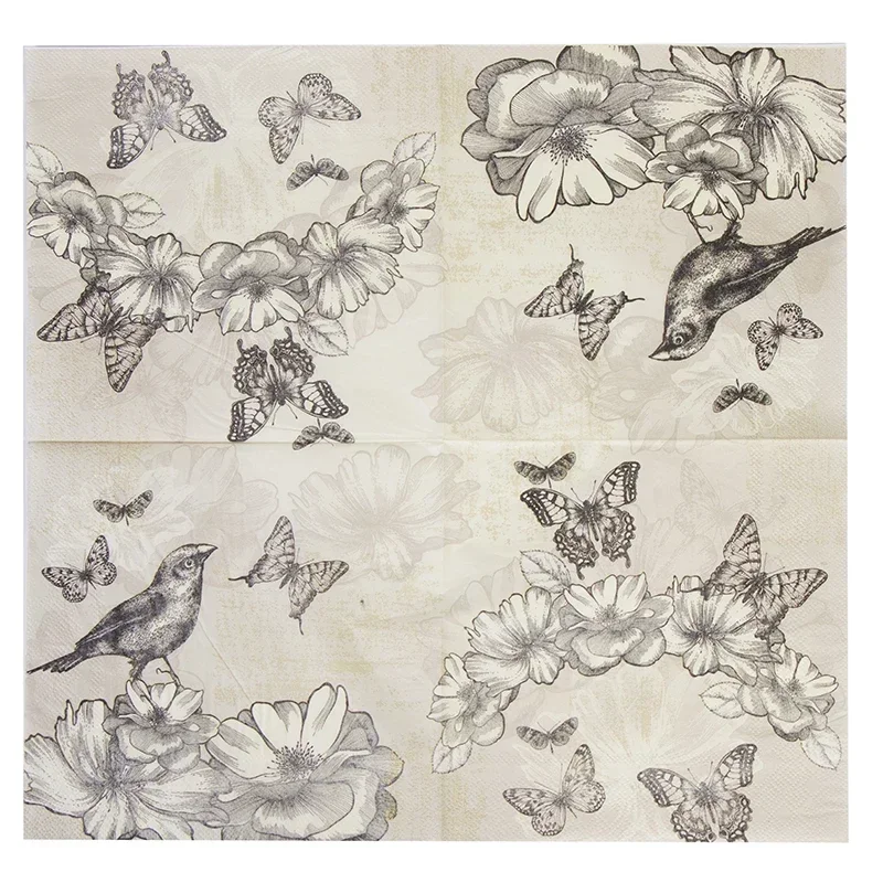 Colorful Flower Bird Butterfly Printing Foodgrade Paper Napkins Square Facial Tissue Hotel Restaurant Wedding Paper 20pcs/pac paper napkins
