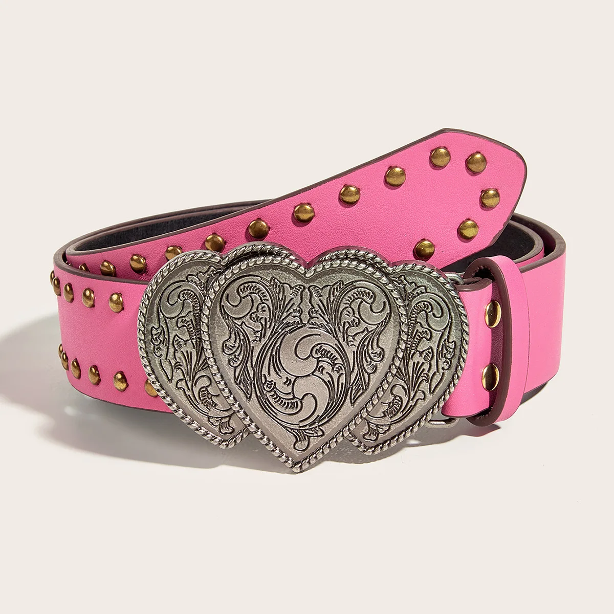 Y2K Cintura Moda Donna Vintage Cuore In Pelle Con Borchie Regalo Uomo Goth Rock Wild Regolabile Donna Punk Cintura Nera Cintura Vintage