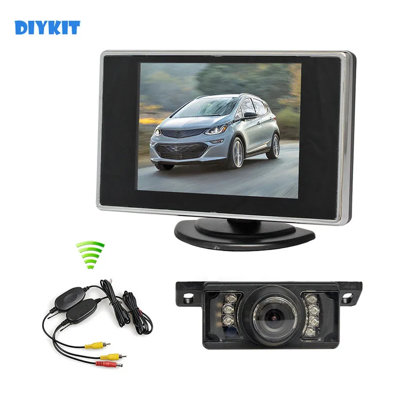 

DIYKIT Wireless 3.5inch TFT LCD Car Monitor IR Night Vision Rear View Camera Kit Reversing Car Camera Parking Assistance System