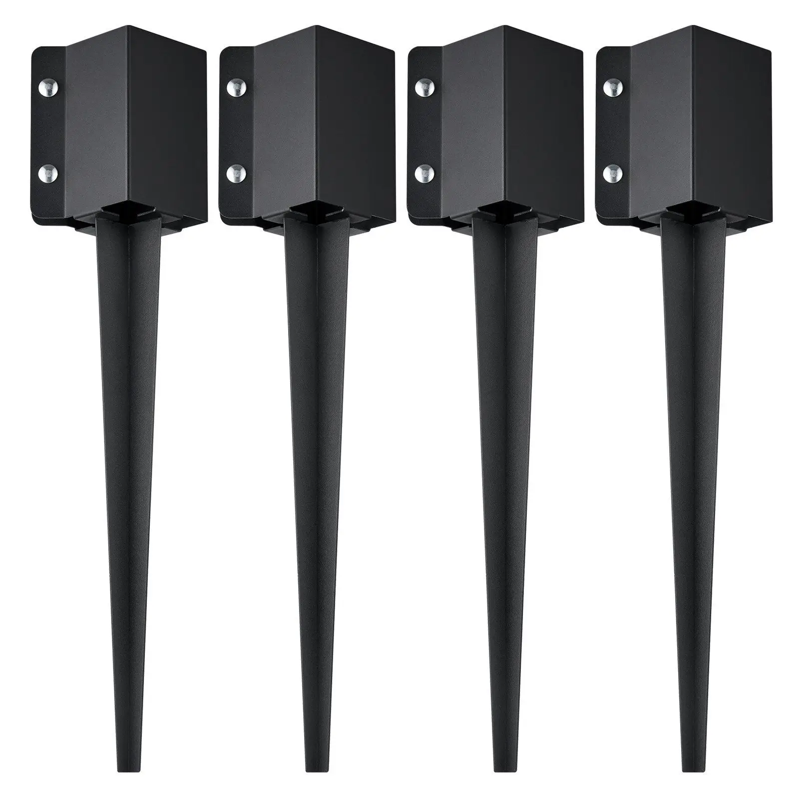 Fence Post Anchor Ground Spike, 4 Pack 24 x 4 x Inches Outer Diameter (Inner Diameter 3.5 x3.5 Inches), Metal Black Powder Co