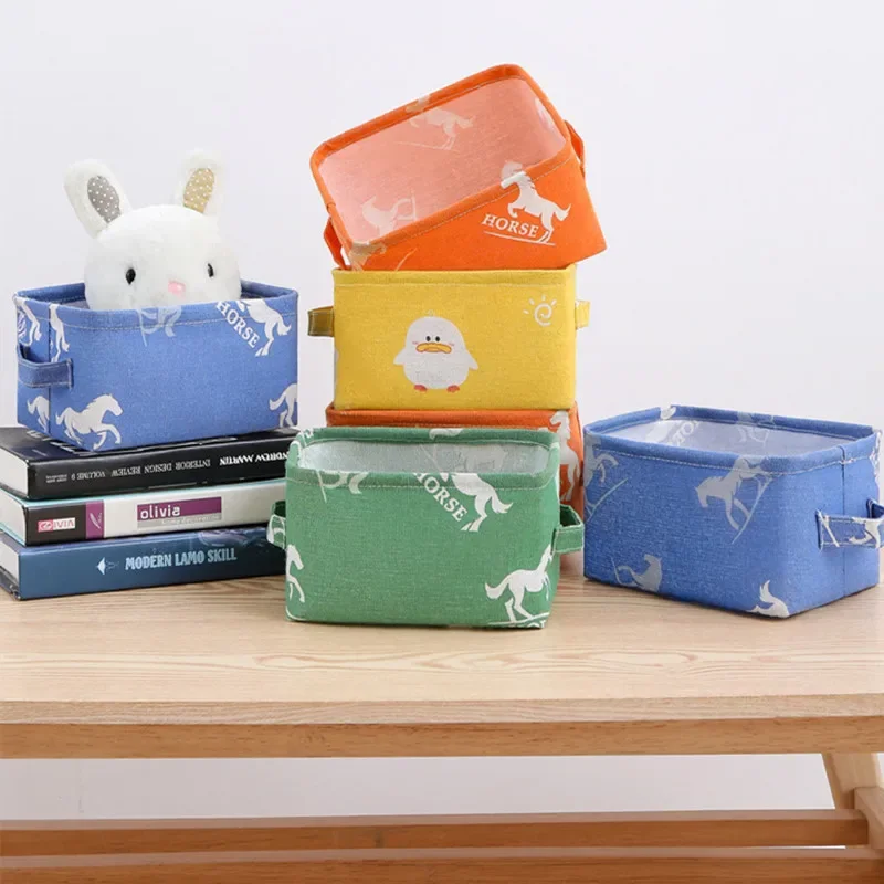 Desktop Storage Box Household Cosmetics Snack Books Sundries Drawer Storage Organizer Box Dormitory Fabric Storage Basket 2