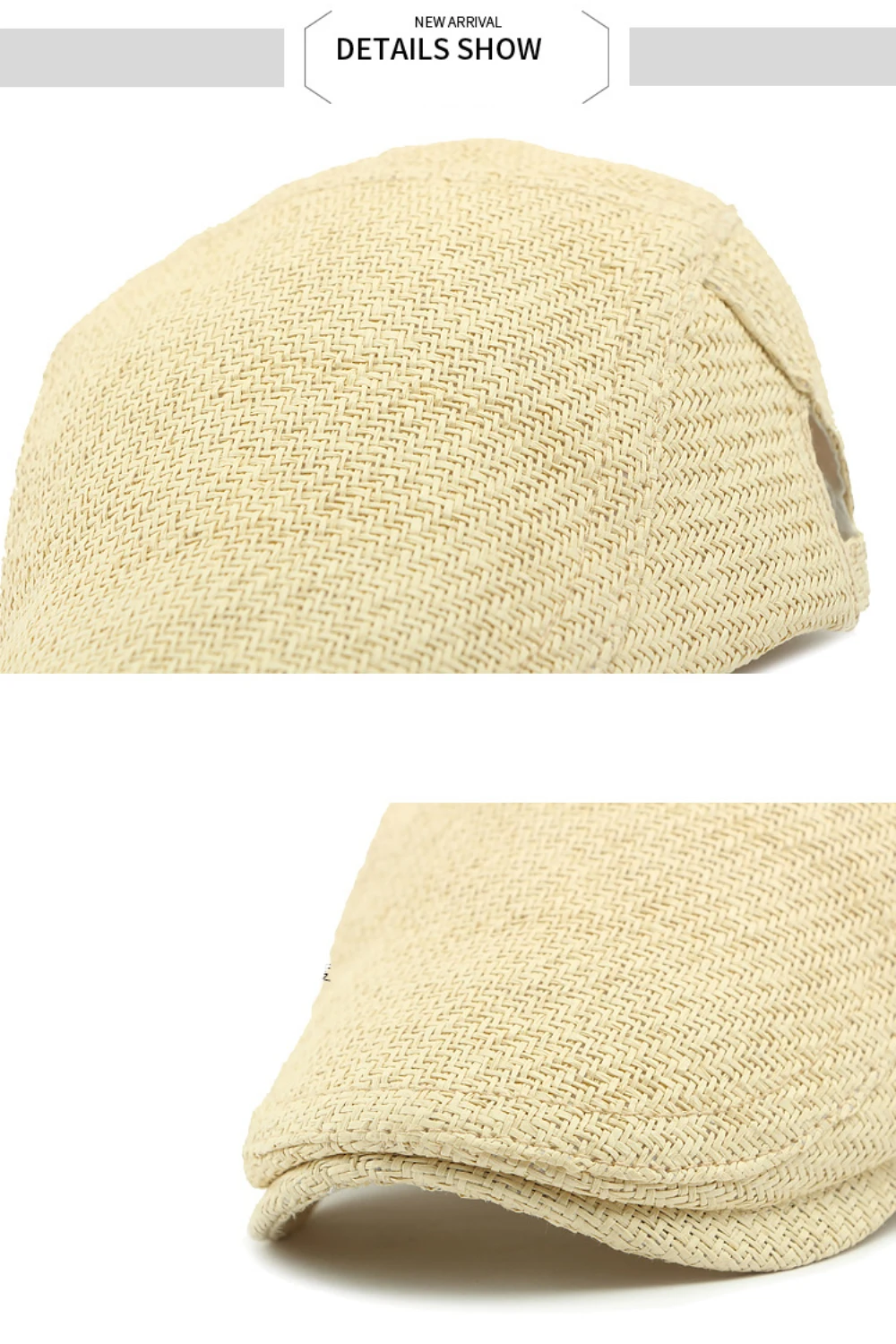 HT4831 Herren Berets Frauen Frühling Sommer Sonne Kappe Atmungsaktive Stroh Baskenmütze Hut Männlich Weiblich Einstellbare Ivy Flache Kappe Vintage Baskenmütze Kappen – Detail 3