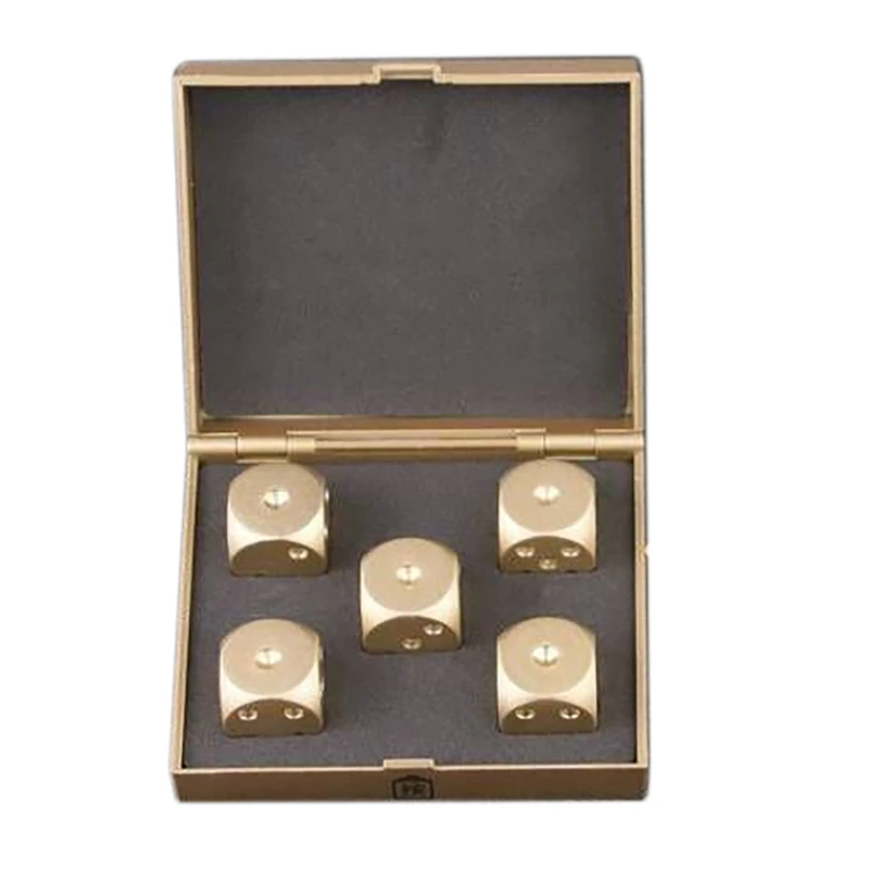 5 Pieces Aluminum Alloy Dice 15mm Portable Metal Dice With Case 6 Sided