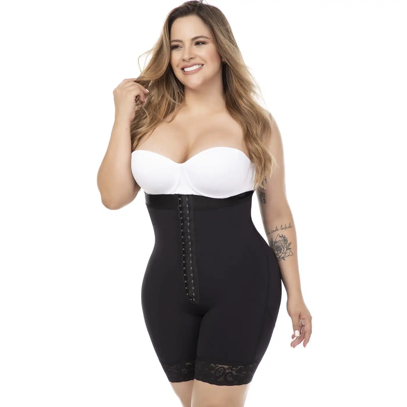 Mid-Thigh Strapless Butt Lift Shapewear Faja Colombian Bodysuit Everyday Use Girdle Powernet