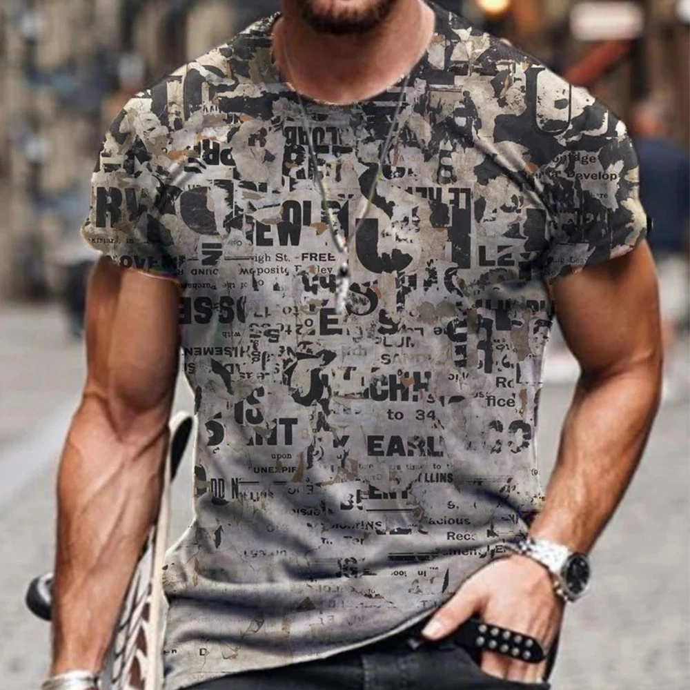 

Summer men's T-shirt oversized vintage short-sleeved fashion element T-shirt letter-printed T-shirt casual men's clothing