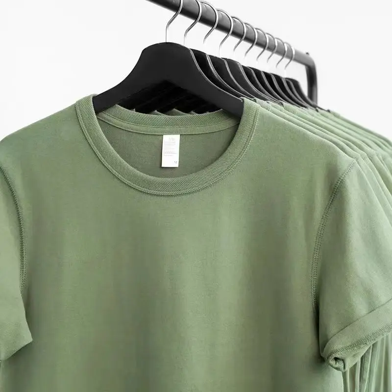 Heavyweight Avocado Green Brushed Cotton Short Sleeve Summer T-Shirt