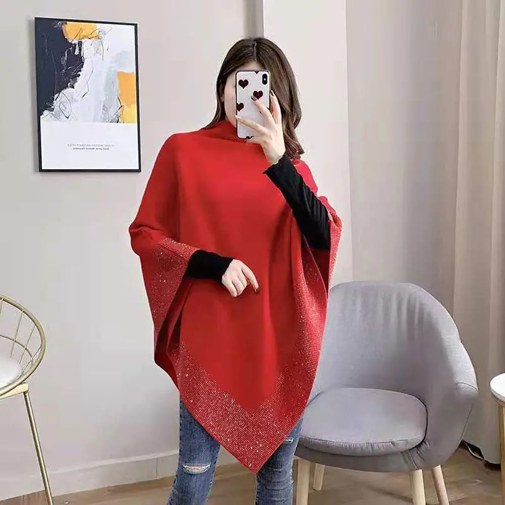 

Multicolor Wool Capes With Sleeves Warm Women Fringe Cashmere Cloak Shawl Poncho For Winter Coat C1D4
