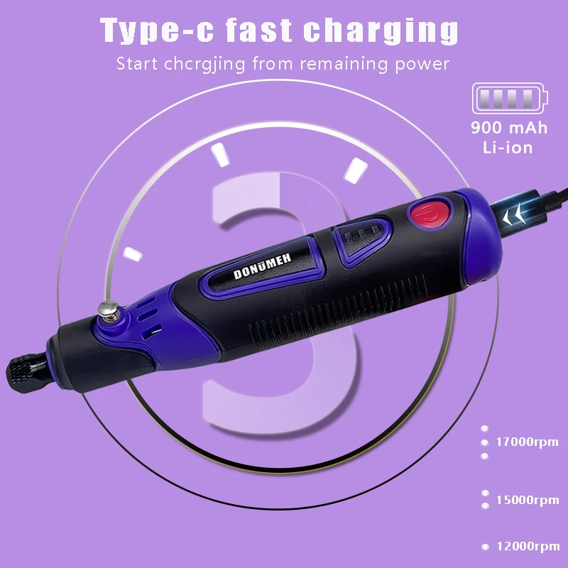 Mini Rotary Tool Wireless Drill Engraving Polishing Grinding USB Rechargeable Cordless Woodworking Engraving Pen DIY Dremel Tool 3