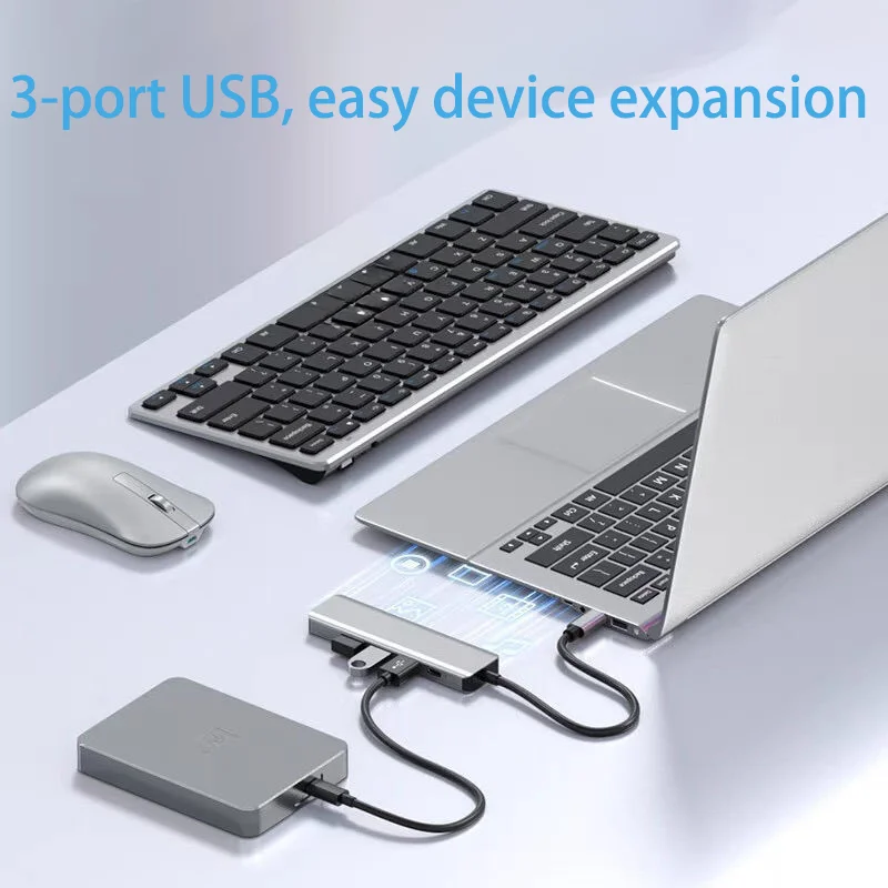 5-in-1 USB C to DP Hub DisplayPort/USB/100W PD Port Docking Converter for Mac Expansion Dock Type-C Thunderbolt 3 to 8K@60H 4