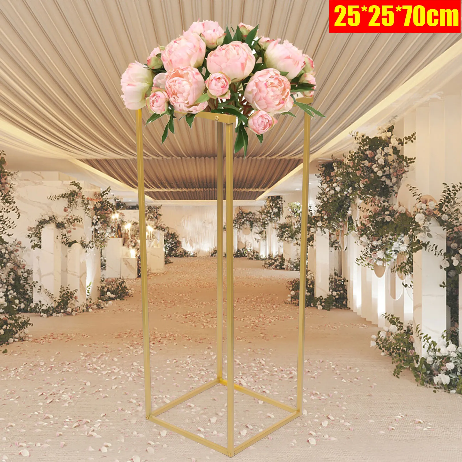 

Wedding Flower Stand-70cm Rectangle Frame Wedding Gold Metal Flower Stand Tabletop Decoration Celebration Venue Road Guide