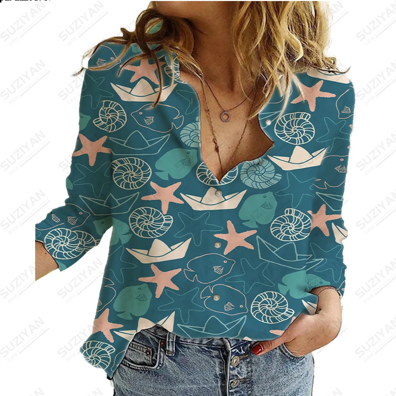 

Autumn Sunscreen Shirt Long Sleeve Shirt 3D Printing Simple Retro Harajuku Loose Relaxed Comfortable Button Shirt Summer