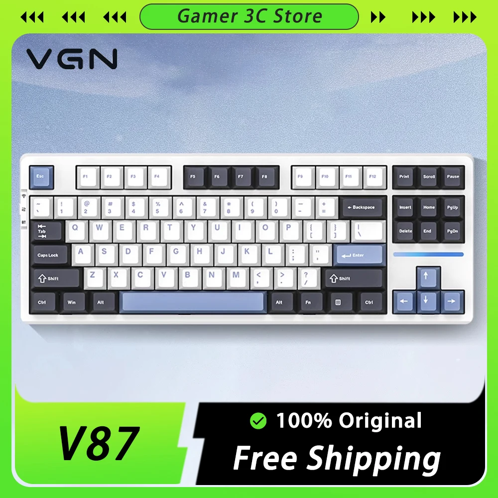 

VGN V87 Mechanical Keyboard Three Mode Hot Swap Dynamic RGB Gaming Keyboard Gasket PBT Keycap Ergonomics Pc Gamer Win Office Mac