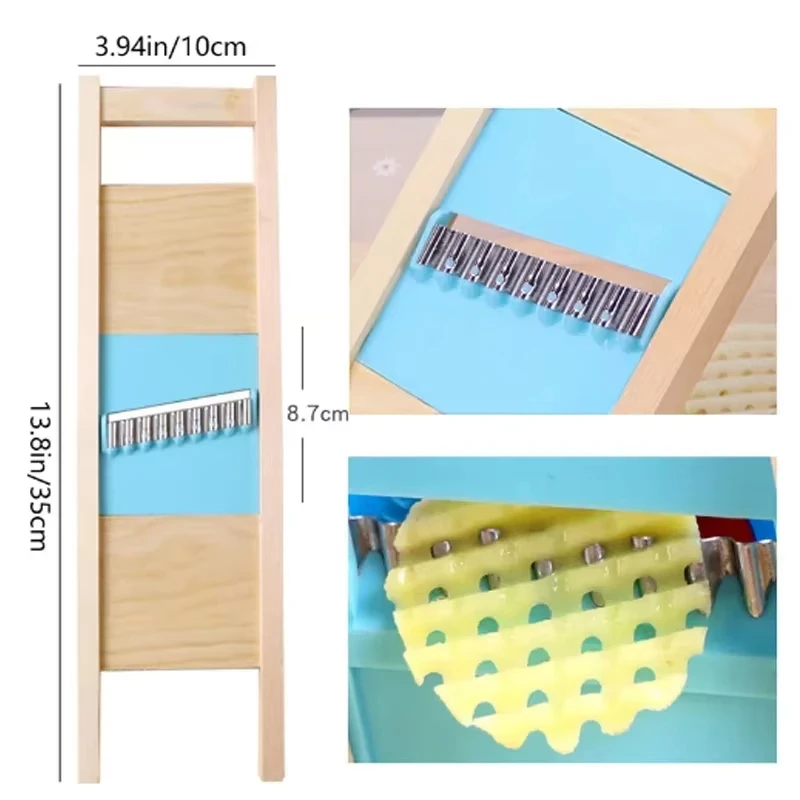 Fries Grid Stainless Potato Grid Steel Potato Kitchen Wooden Chip Shred Potatos Vegetable French Gadget Cutters Grater Slicers