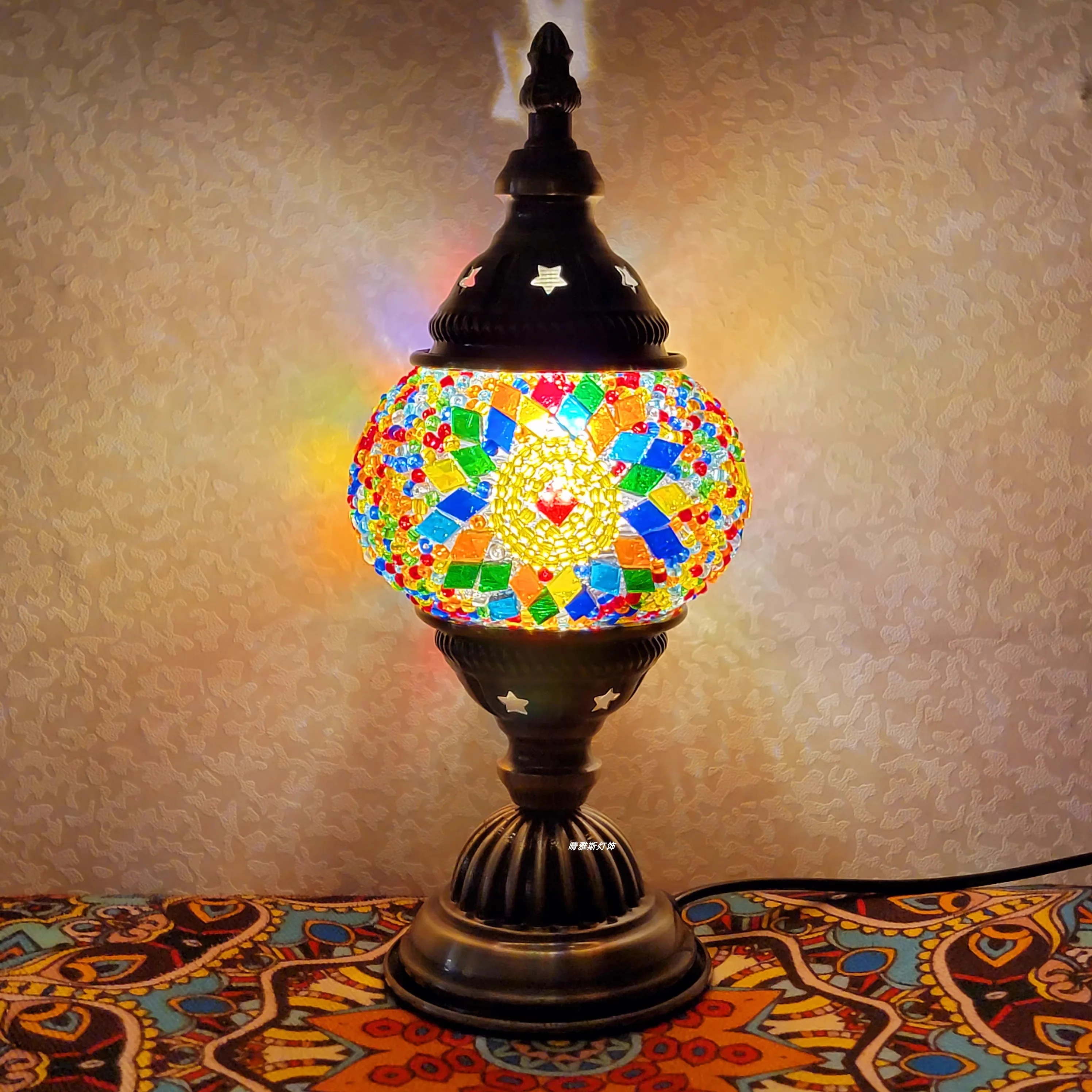 Newest Turkish Mosaic Table Lamp Vintage Art Deco Handcrafted Lamparas De Mesa Ball Glass Romantic Bed Light Led Night Lampe 5