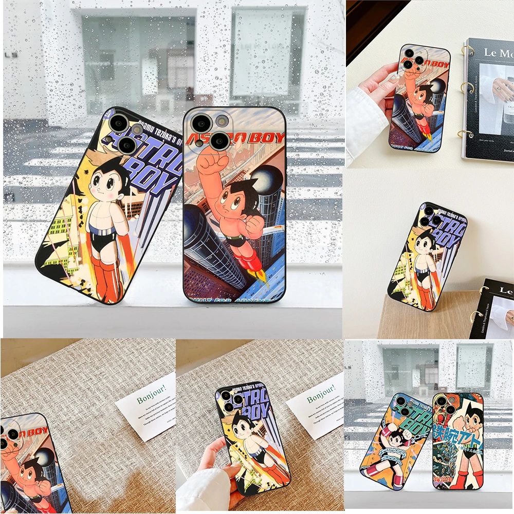 Fai Da Te Retro Comic Astro Boy Custodia Per Telefono Per Iphone 14 13 11 12 Pro 8 7 Plus X 13 Pro Max Xr Xs Mini Cover Nere