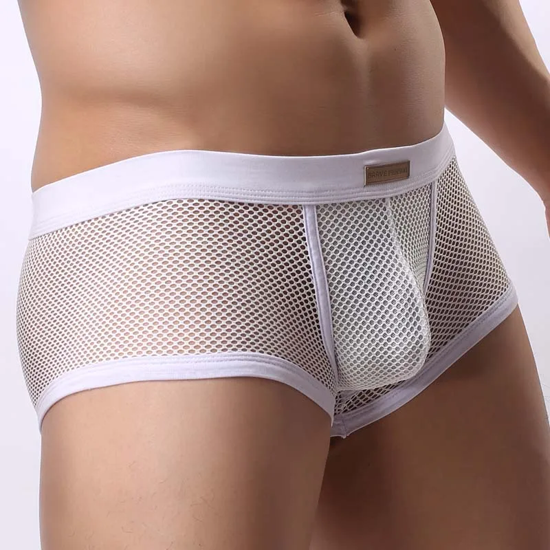 BRAVE PERSON Men Mesh Boxers Underwear Sexy Bulge See-through Penis Pouch Low Waist Male Panties Erotic Transparent Man Lingerie 5