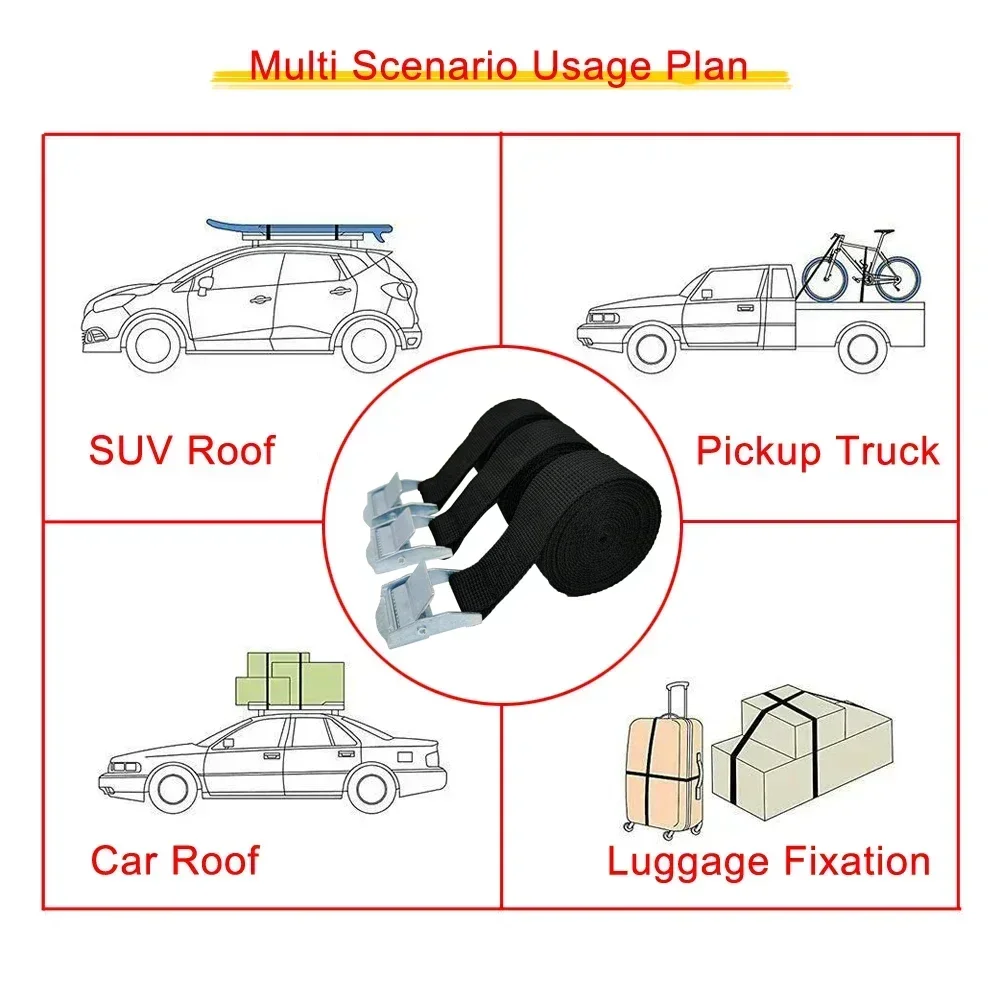 Durable Nylon Cargo Tie Down Strap with Zinc Alloy Buckle for Trucks Motorcycles
