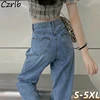 Jeans Women Love Heart Pockets Sweet Girl Students High Waist Hot Sale Loose Fashion Wide Leg Denim Sexy Hollow Out Vintage Y2K 1