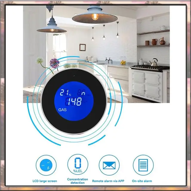BAAZ HOT Wifi Gas Leak Detector Combustible Gas Alarm With Temperature Function With LCD Display With Tuya App EU Plug 2