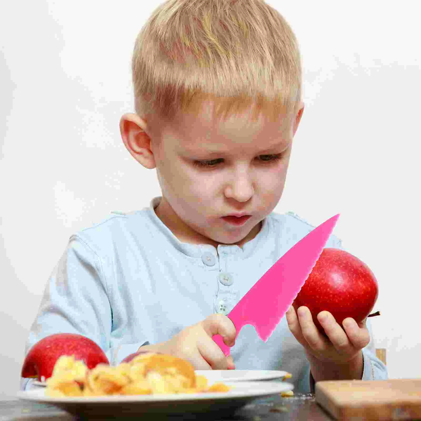 

8 Pcs Children's Plastic Fruit Knife Kindergarten Vegetable Cutting Baby Food Supplement and Bread Machine