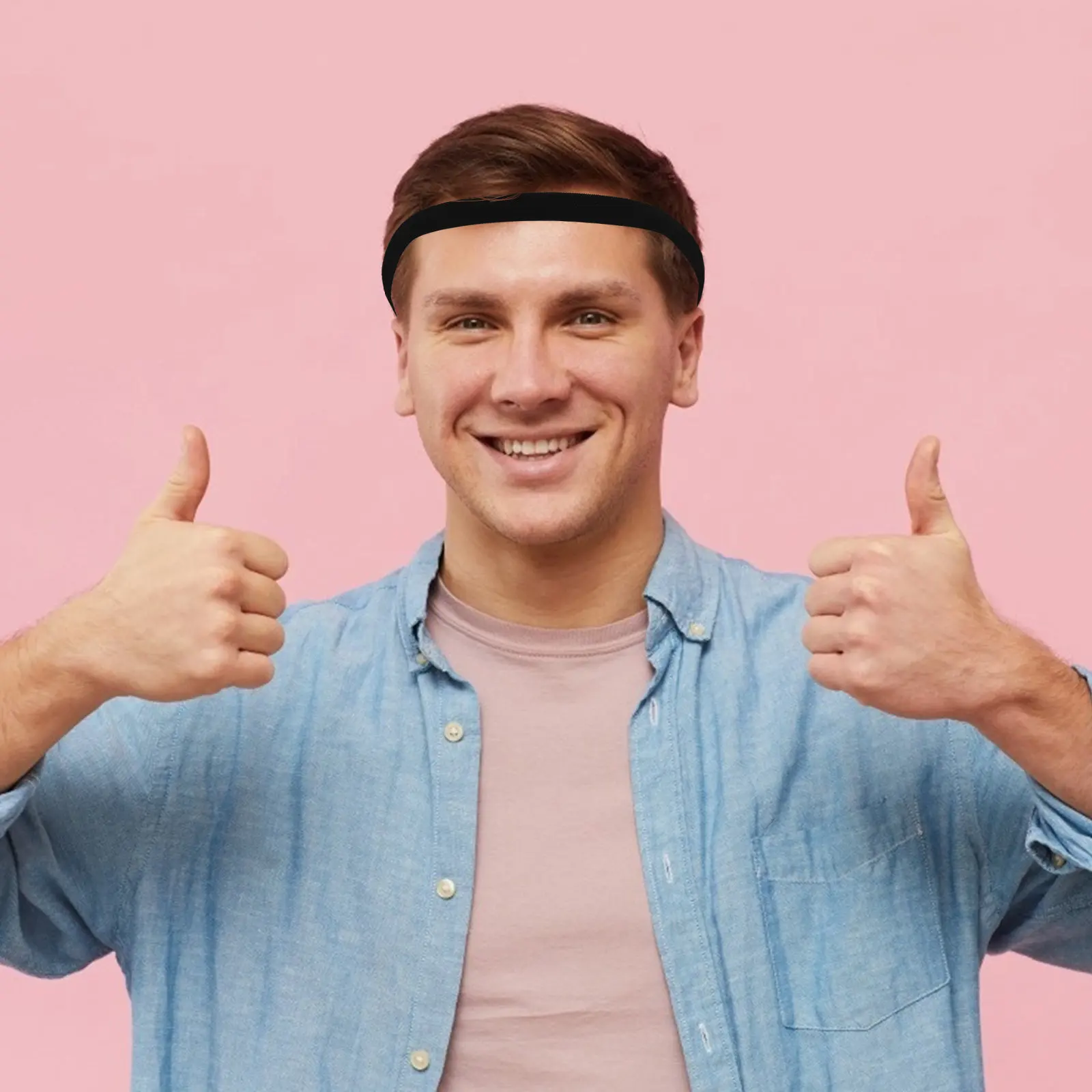 남성용 6Pcs 프리미엄 탄성 헤드밴드 땀 흡수 및 미끄럼 방지 디자인 러닝 스..