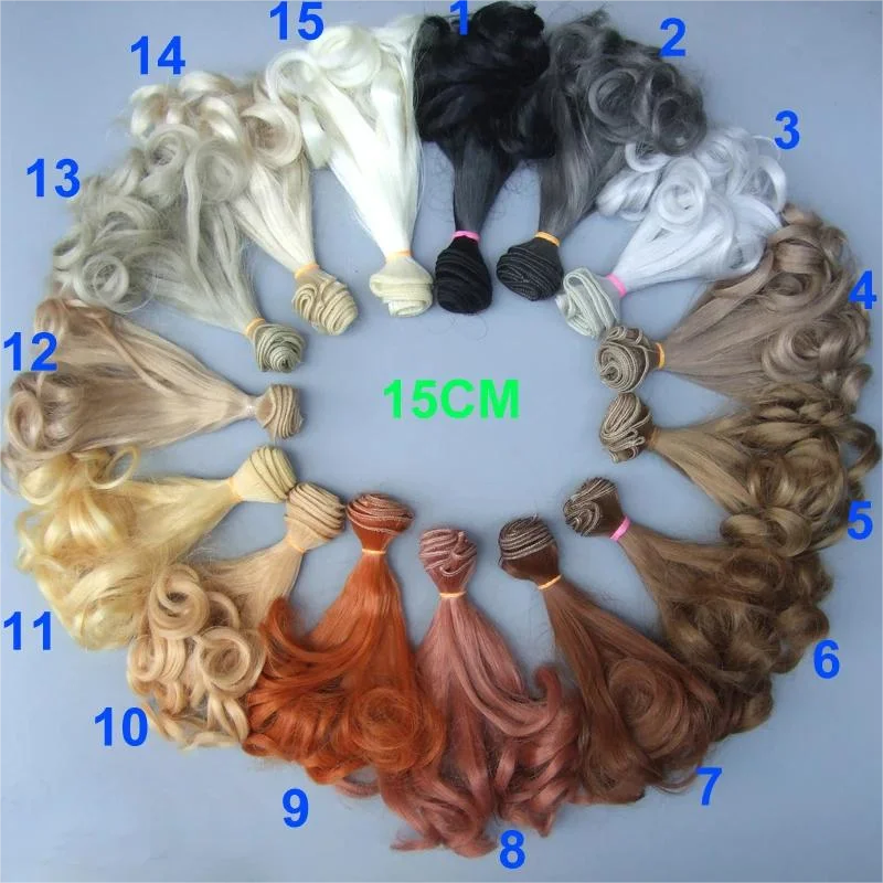 15cm Refires Curly Bjd Hair for 1/3 1/4 BJD Diy Doll Wigs 1pcs