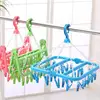 32 Clips Folding Clothes Dryer Hanger Windproof Socks Underwear Drying Rack Household Children Adults Storage Laundry Hanger New 3