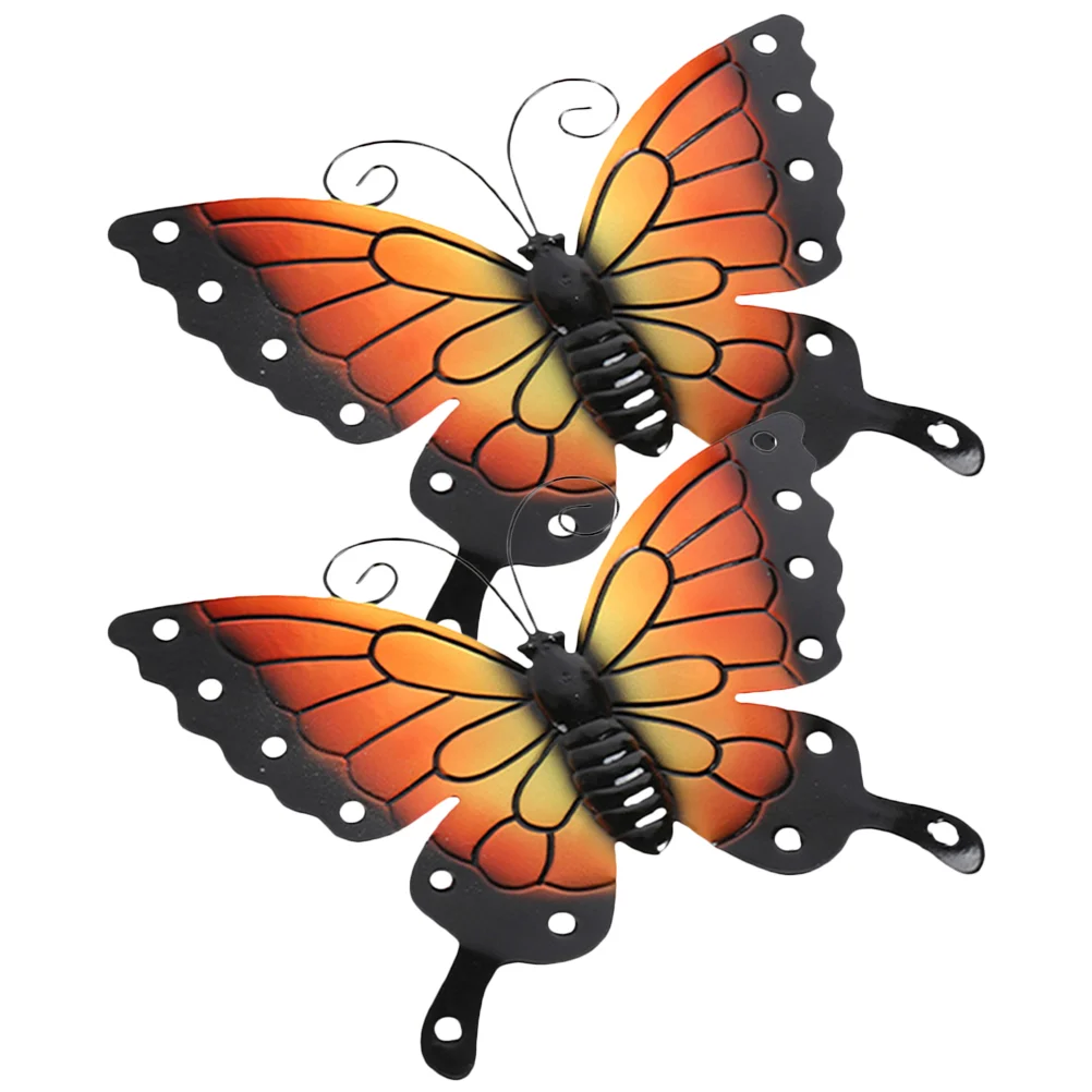 

2Pcs Wall Butterfly Decor Metal Butterfly Hanging Decoration Garden Fence Butterfly Hanging Ornament