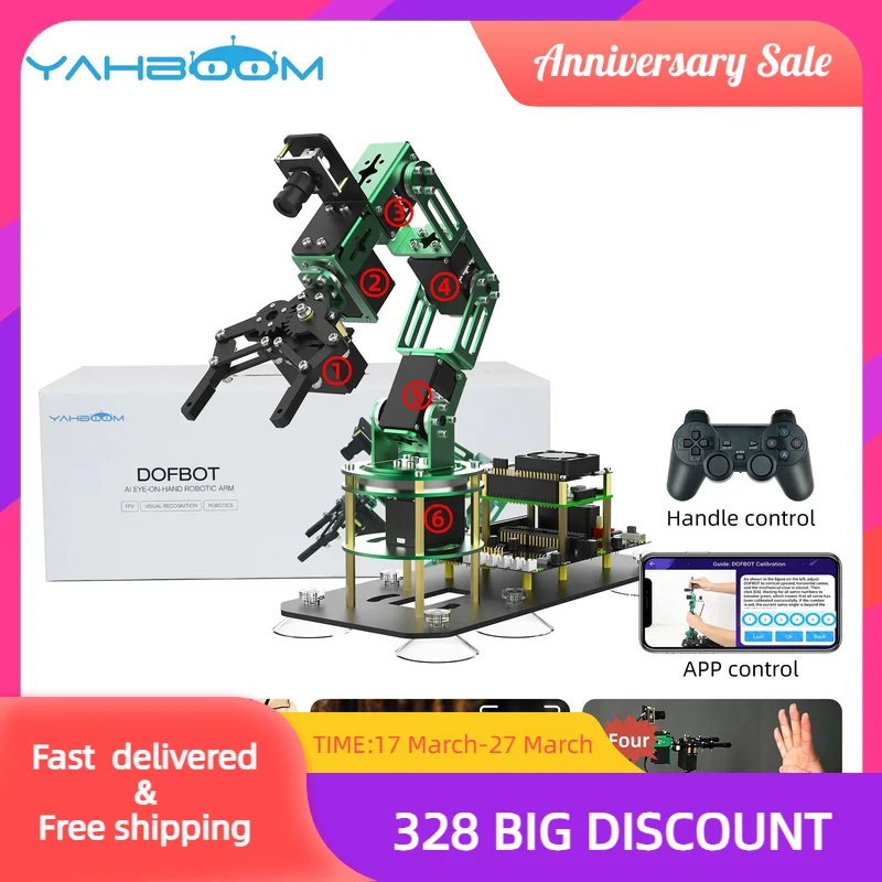 new mycobot robotic arm 6 axis robot ros visual recognition children s programming stem education for legos Yahboom DOFBOT AI Vision Robotic Arm Kit ROS Robot for RaspberryPi 4B Adopt Python Programming Object Recognition CE ROHS
