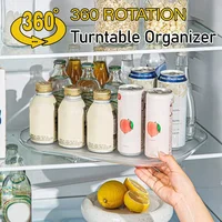 Turntable Organizer Lazy Susan For Refrigerator 360 Rotatable Rectangle Storage Rack Clear Turntable Rack For Kitchen Cabinet 2