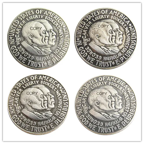 

США набор из 1951-1954 P/S/D 12pcs Booker T. Копия монеты с покрытием из серебра в форме полудоллара Вашингтона