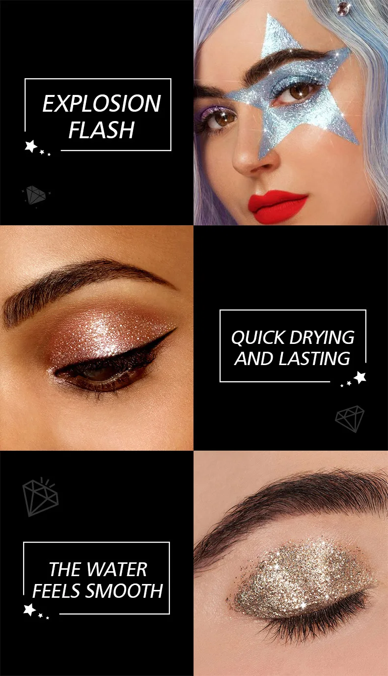 10-Piece Diamond Glitter Liquid Eyeshadow Set, Long-Lasting Shimmer, High-Pigment Sparkling Eye Makeup, Perfect for Glamorous