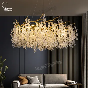 Crystal Ceiling Chandelier Led Luxury Indoor Lighting Home Decoration For Living Room Bedroom Large Hanging Chandeliers Gold 1