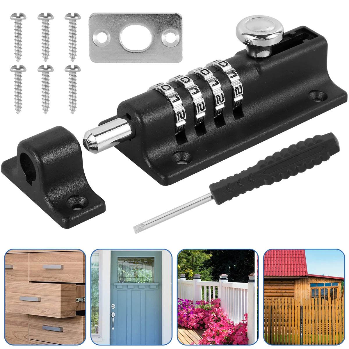 4 Digit Recodeable Combination Locking Bolt Cam Lock Slide Latch Lock Password Mechanical Lock Digital Drawer Hardware Doorlock