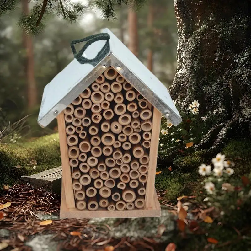Bee Houses For The Garden Wooden Ladybug Habitat Decorative Nesting Box For Ladybugs Lacewings Outdoor Garden Backyard Balcony
