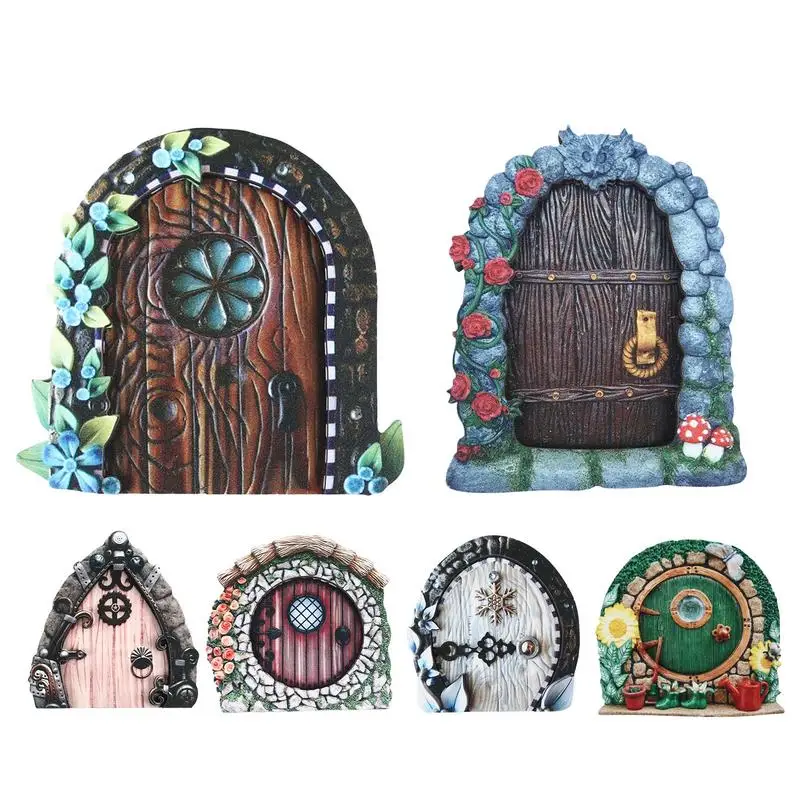 

Miniature Door Fairy House Fairytales Door Decoration Ornaments Wooden Fairys Dwarf Tree Door Home Children Dollhouse Toys