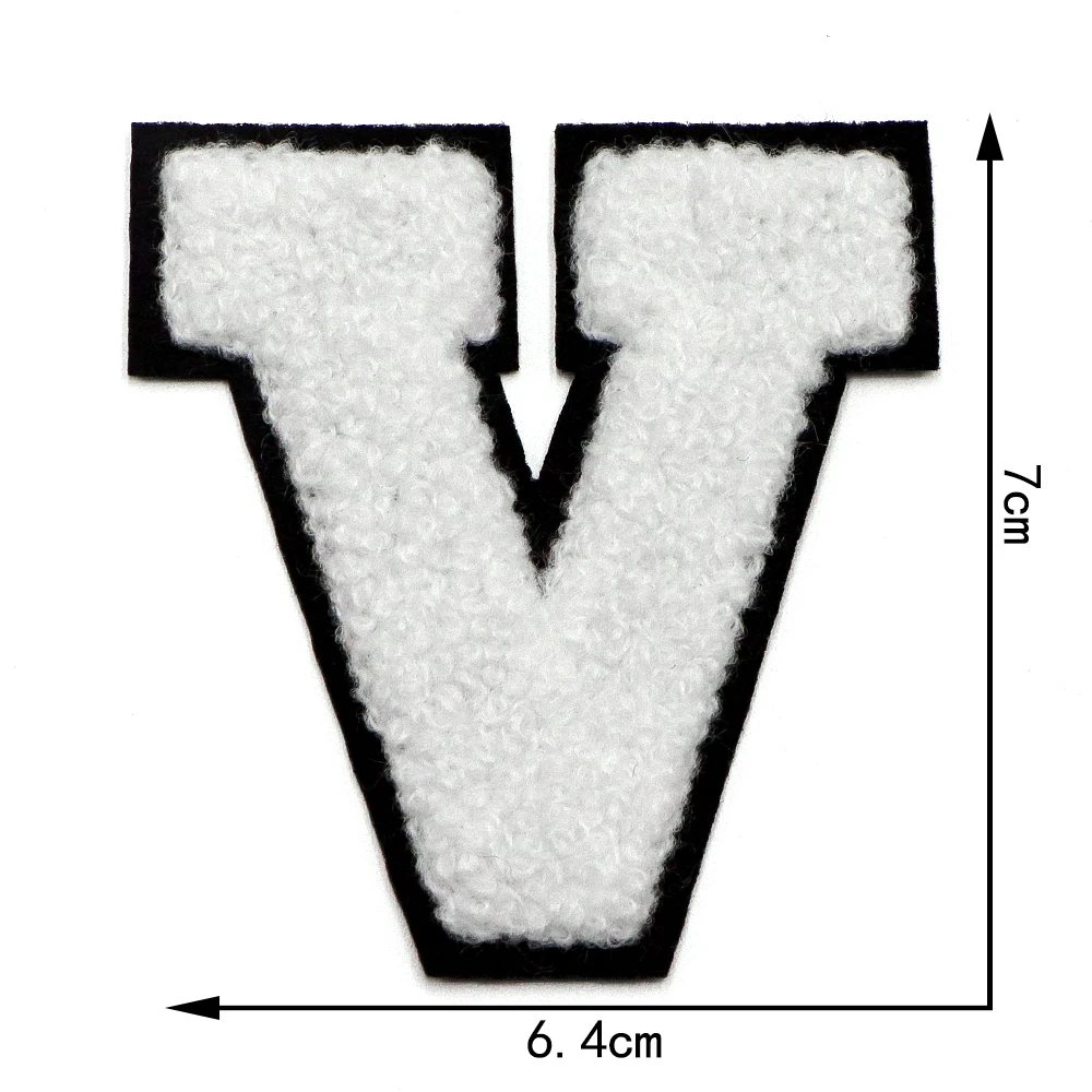 1pc weiß 7cm Chenille A-Z Buchstaben Patch Eisen auf Patch Name Buchstaben Patch für Jeans Kleidung T-Shirt Reparatur Alphabet Patch Abzeichen – Detail 25