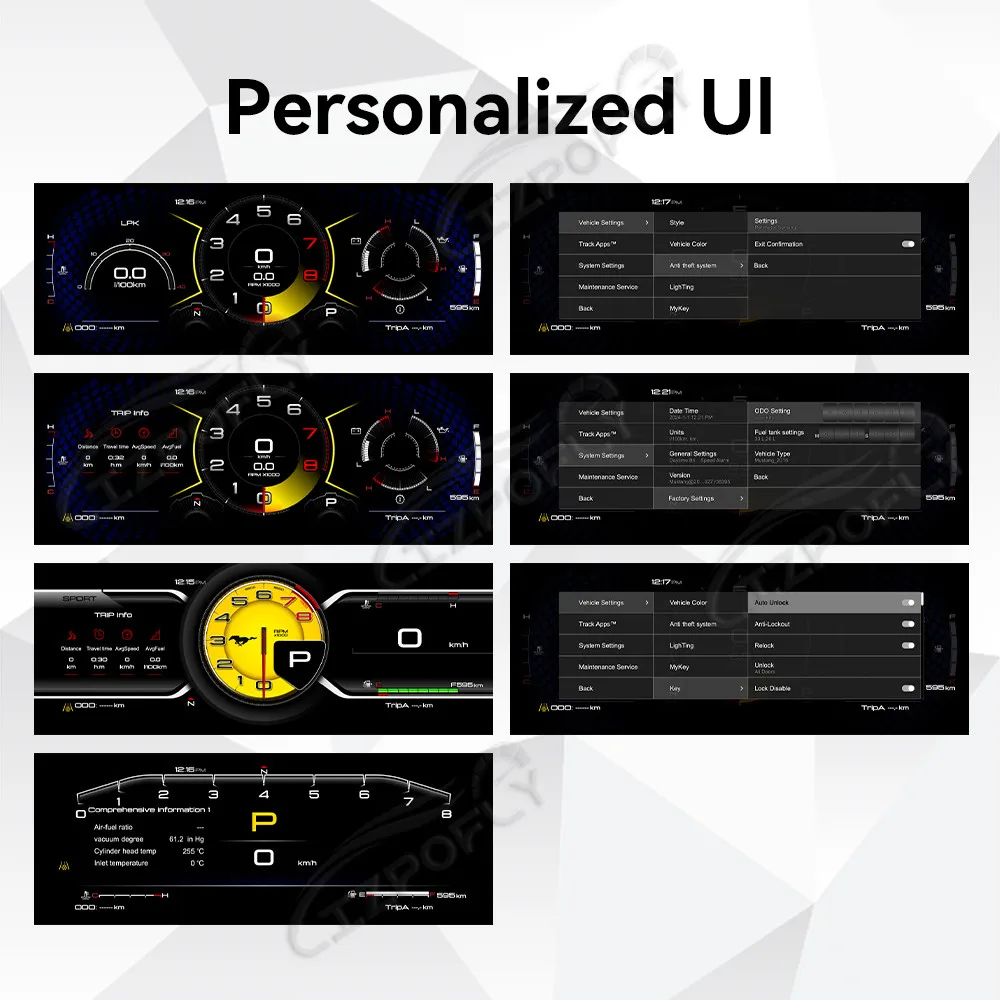Velocímetro LCD de 12,3 pulgadas para salpicadero de coche Ford Mustang 2015-2023, panel de cabina Virtual, grupo de instrumentos GPS 4