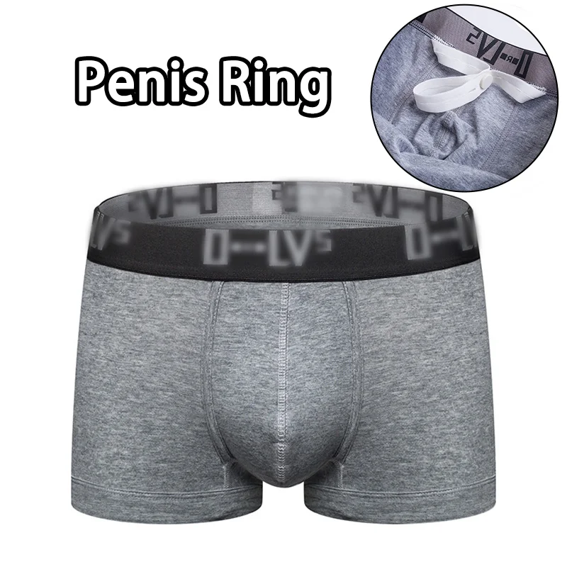 Autumn and Winter Men Briefs Crotch Ring Chastity Simple Youth Lifting Ring Combed Cotton Enhancing Low Waist Boxer Beach Shorts