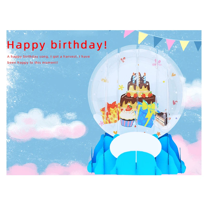 3D Snowdome Pop Up Card with Envelope, Crystal Snow Globe, Valentine's Day , Birthday Gift, Anniversary, Christmas, Xmas