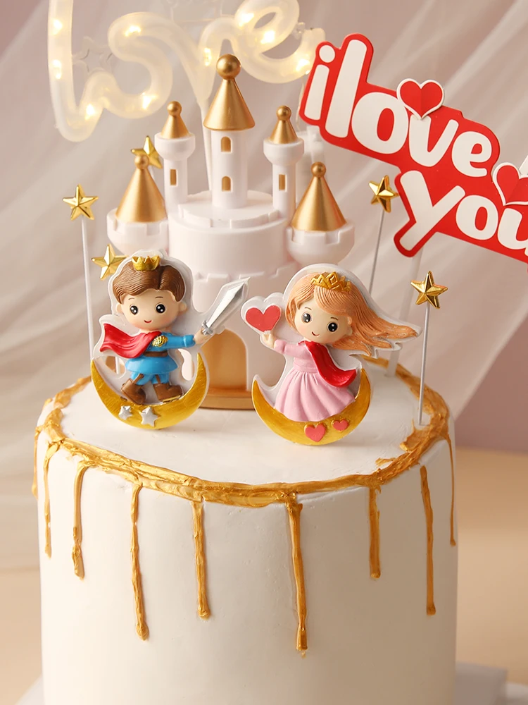 

Pink Princess Castle Cake Topper Resin Color Lollipop Candy Happy Birthday Party Love Wedding Dessert Baking Supplies Decoration
