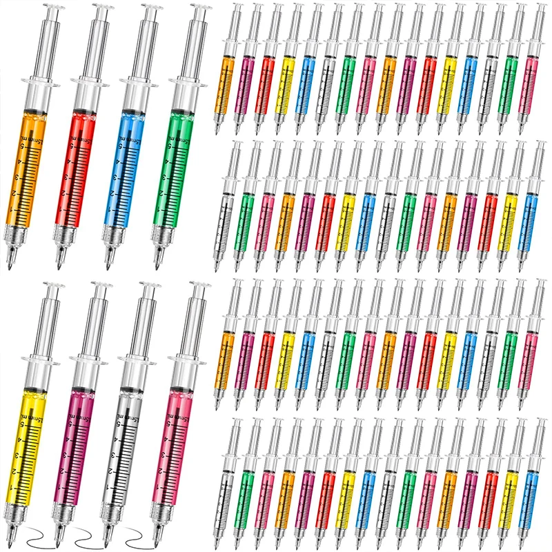 72pcs Novelty Liquid Syringe Black Blue Ink Ball Pens Ballpoint Pen Wholesale medical battery for fresenius kayo654169 3s sp7 vp7 sp7 syringe pumps li polymer 11 10v 1900mah 21 09wh blue