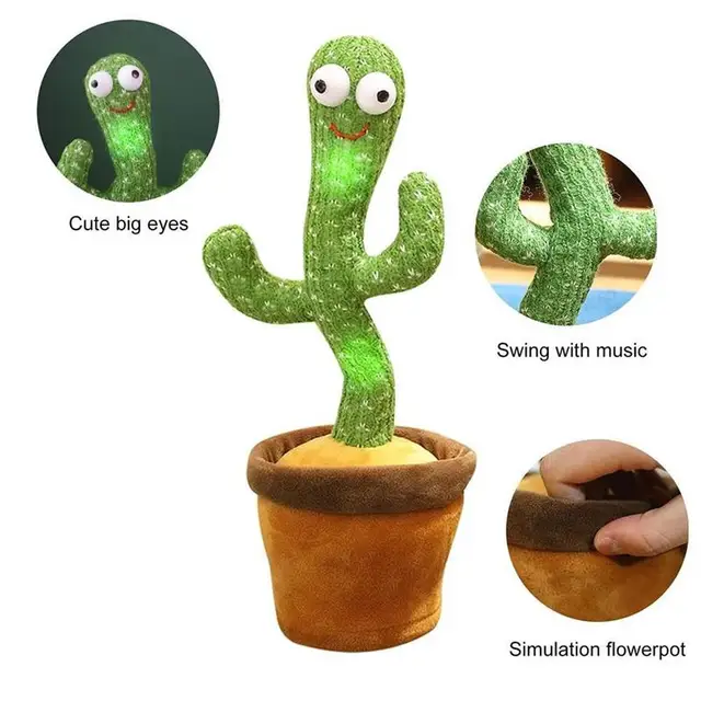Twisting Cactus Plush Toy Electronic Cactus With The Song USB charge Bluetooth Cute Dancing Cactus Plush Early Educational Toy 1