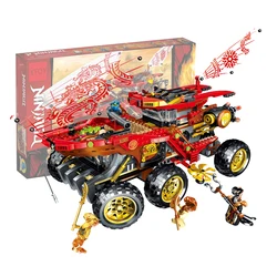 Blocs de construction Ninja Land pour enfants, 858 pièces, modèle camion rebondissant, avec figurines compatibles ninjago 70677, jouets à monter soi même 