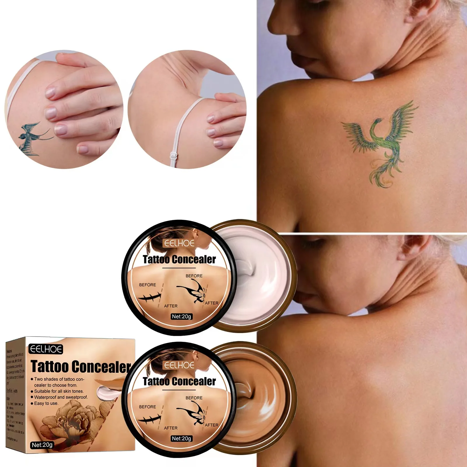 Tattoo Concealer Cover Scar Birthmarks Spots Hide Blemish Skin Brighten Long Lasting Cover Waterproof Concealer Cream_voghion.com