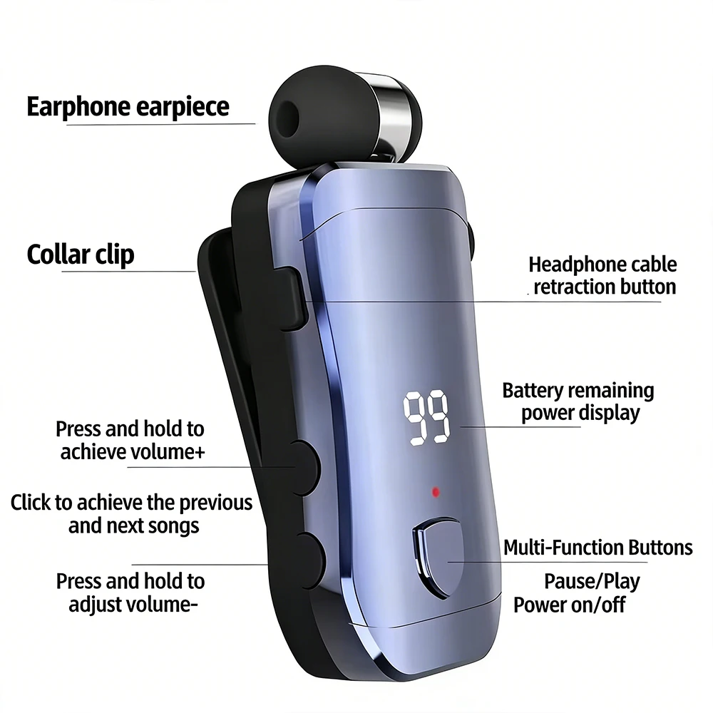 Bluetooth Headphones In-ear Wireless With Extendable Design_voghion.com