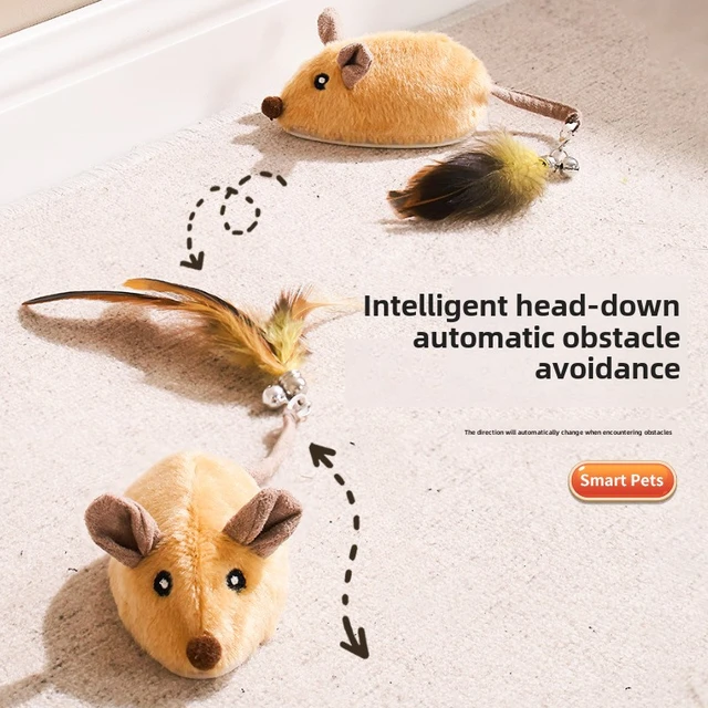 Automatic Sensing Moving Mouse Interactive Cat Toys Electronic Remote Squeaky Cat Toy For Kitten USB Rechargeable Pet Plush Toy 4