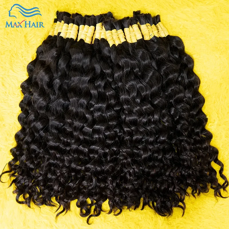 

100% Human Hair Bulk Extension Virgin Human Hair Deep Curly 10A Bulk Hair Weaving For Braiding Unprocessed No Weft 18-30inches