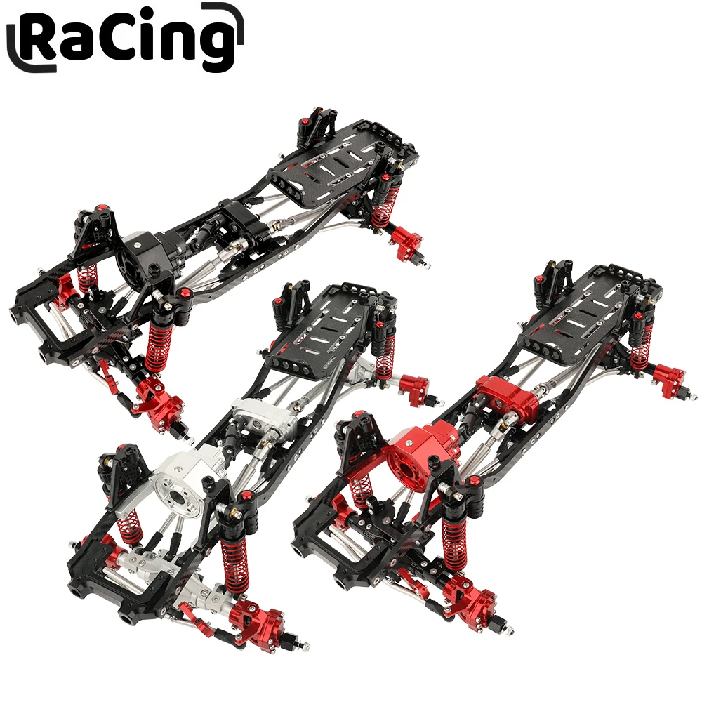 

1/10 SCX10 II Metal Carbon Fiber Chassis Rail Frame RC Model Simulation Climbing Upgrade Car Refit Kit Parts with Portal Axles