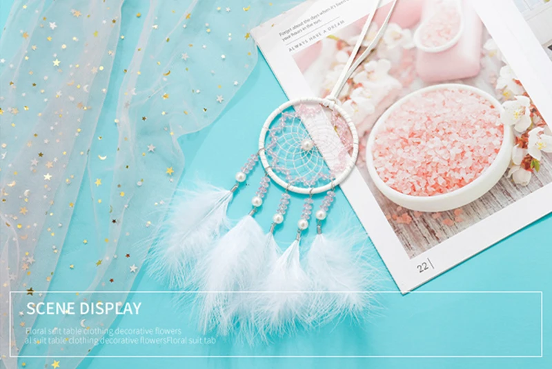 Description Picture 2 of itemMini Dream Catcher Feather Decoration Home Decor & Wall Hanging Adornment Handmade Car Pendant Wind Chimes Girls Schoolbag Gifts